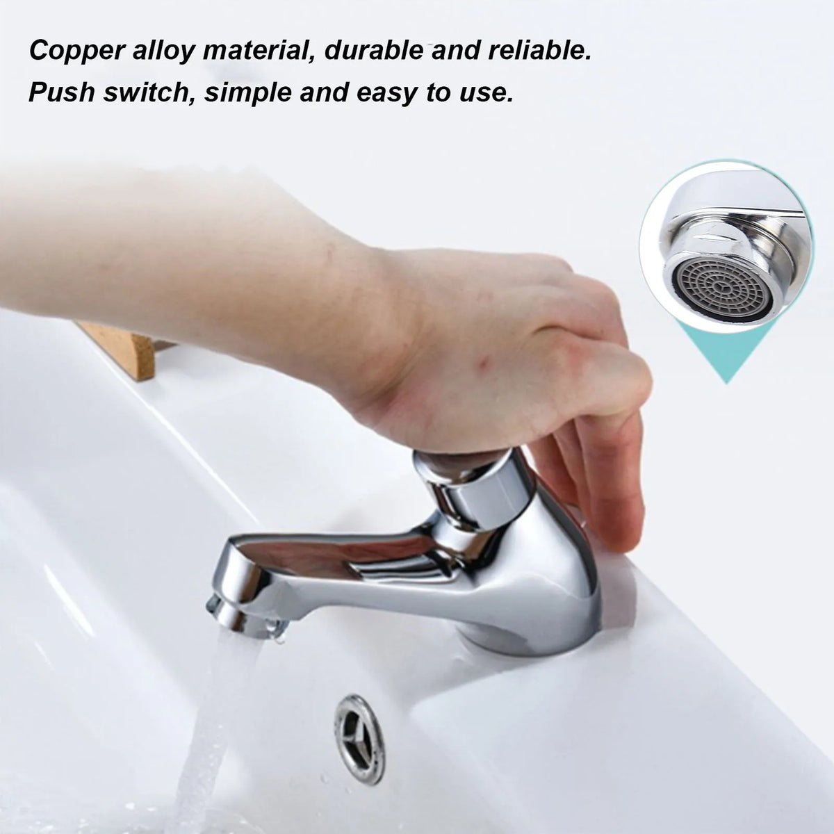 Time Delay Basin Sink Faucet Copper Alloy Push