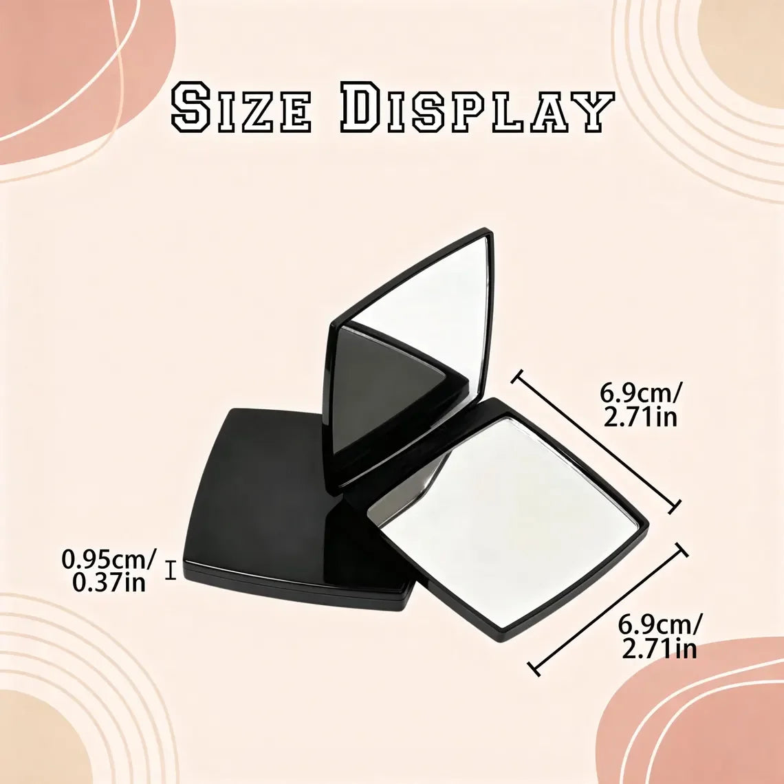 Personalized Engraved Compact Mirror Matte Black Pocket Makeup