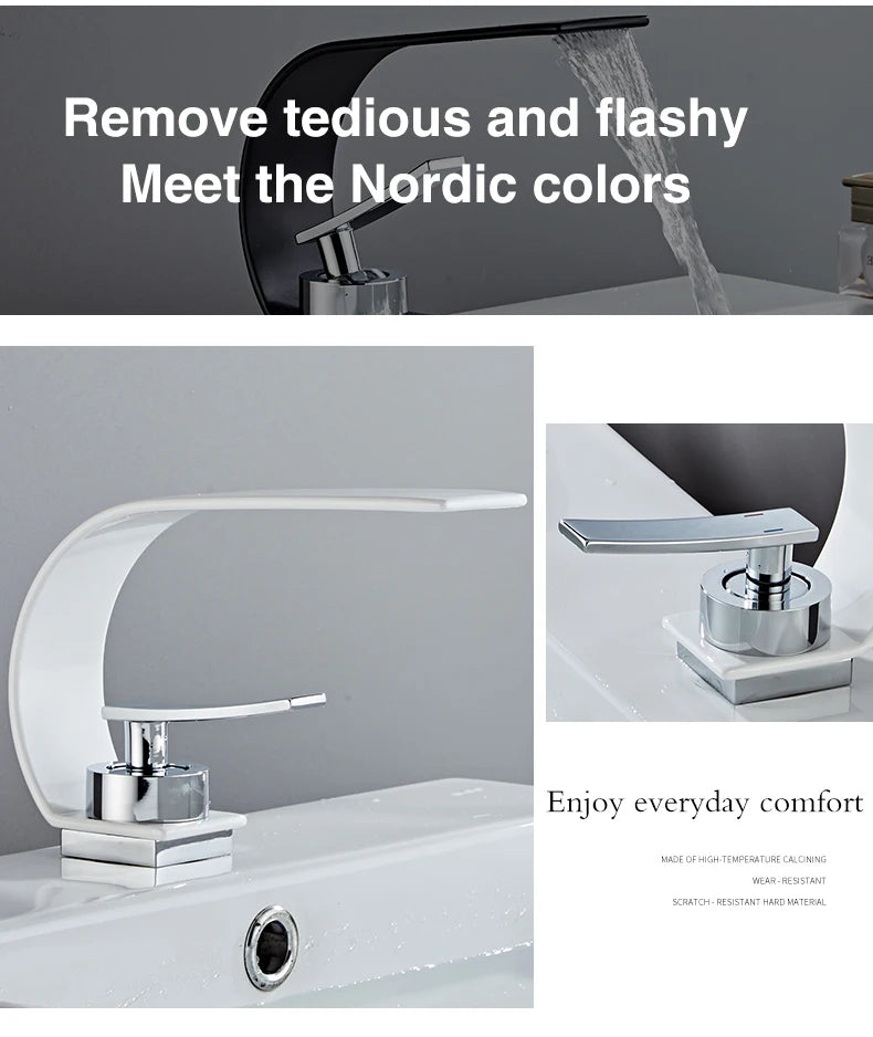 Becola Retail Deck Mount Waterfall Bathroom Basin Faucet