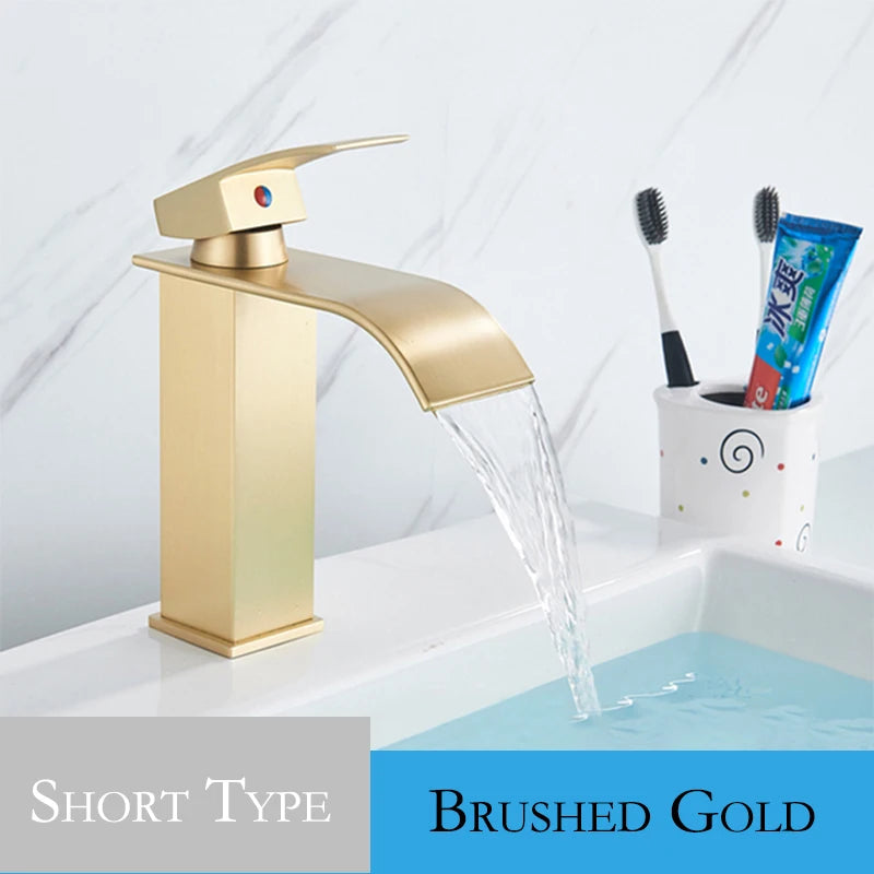 Retail Waterfall Bathroom Basin Faucet Chrome Deck Mount