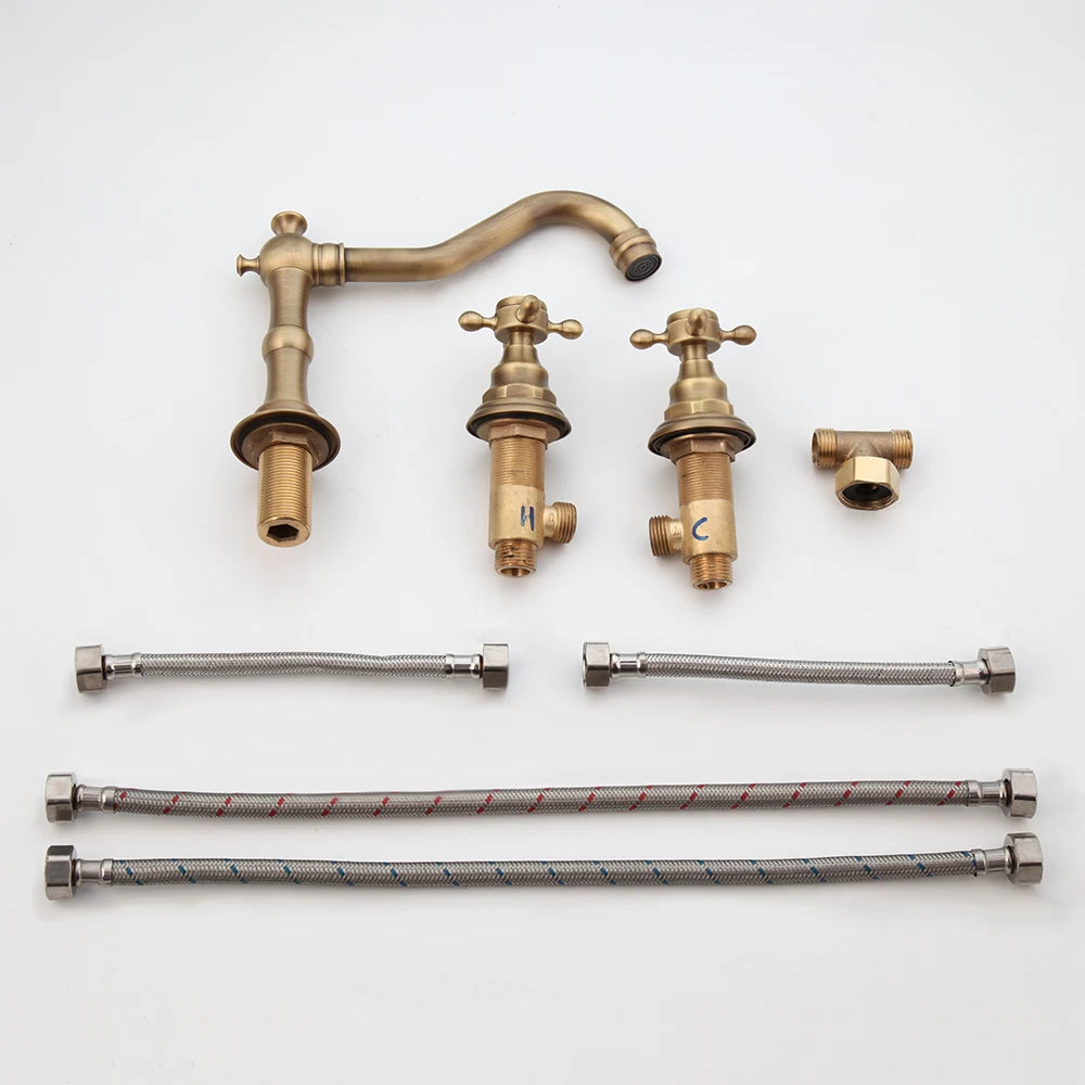 Kemaidi Antique Brass Bathroom Faucets Inch Brass Widespread