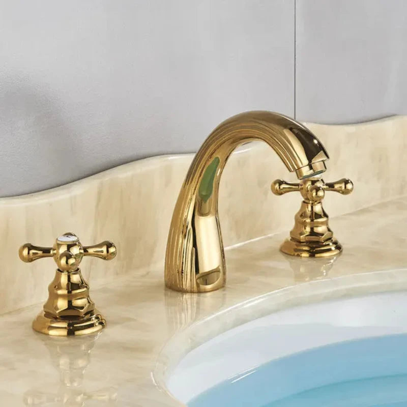 Basin Faucets 3pcs Antique Brass Classic Bathroom Sink