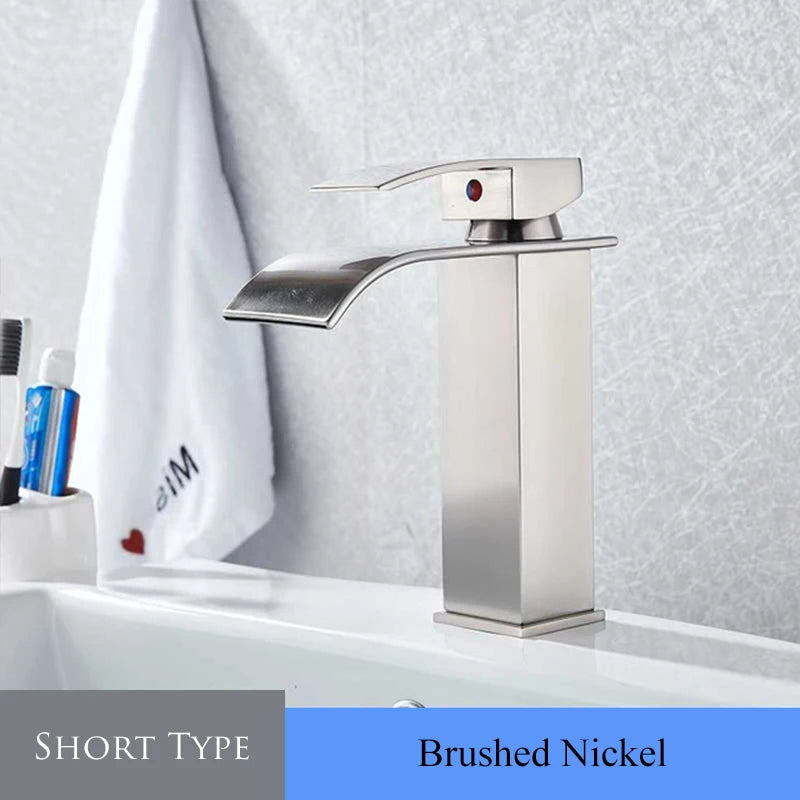 Retail Waterfall Bathroom Basin Faucet Chrome Deck Mount