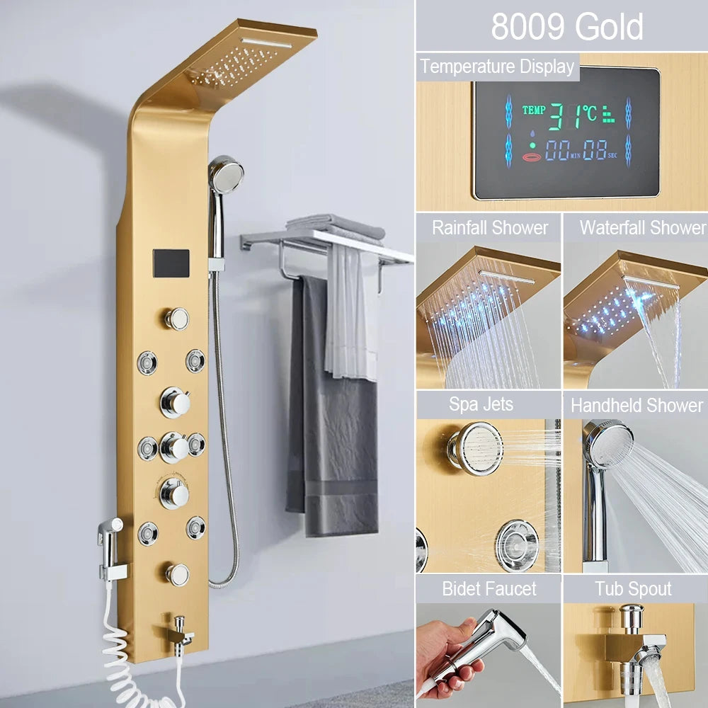 Golden Shower Panel Led Light Bathroom Bath Shower
