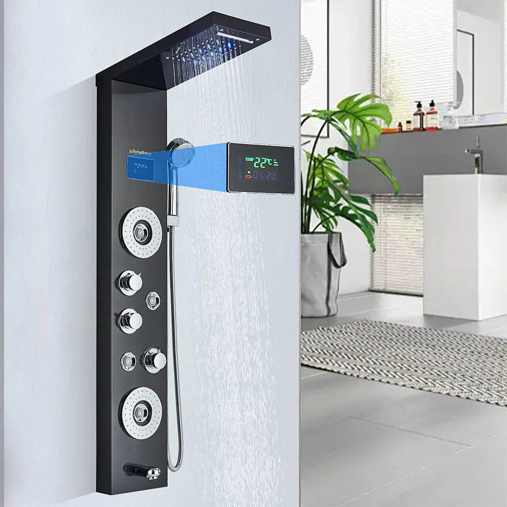 Led Shower Panel Tower System Rain Waterfall Shower