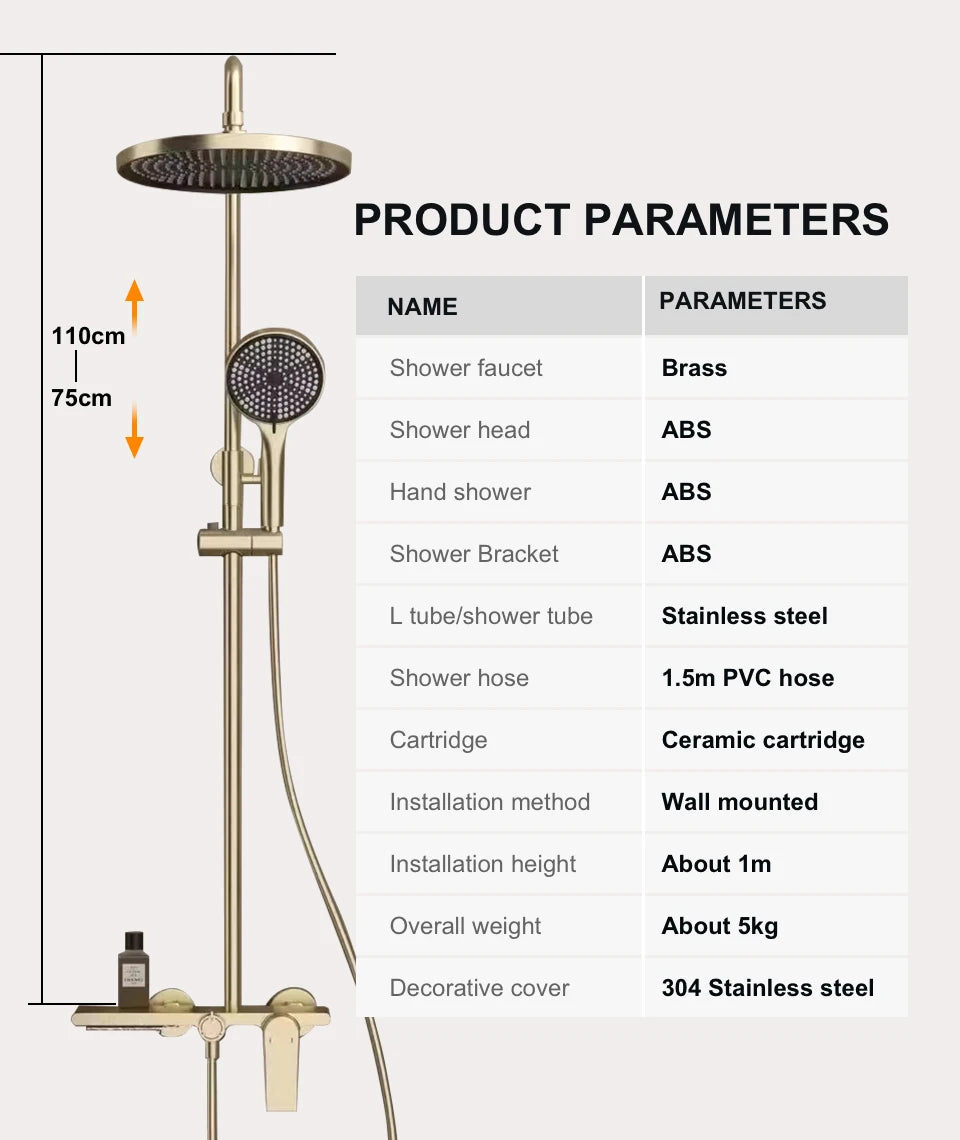 Vgx Gold Shower System Bathroom Shower Faucet 3-Way