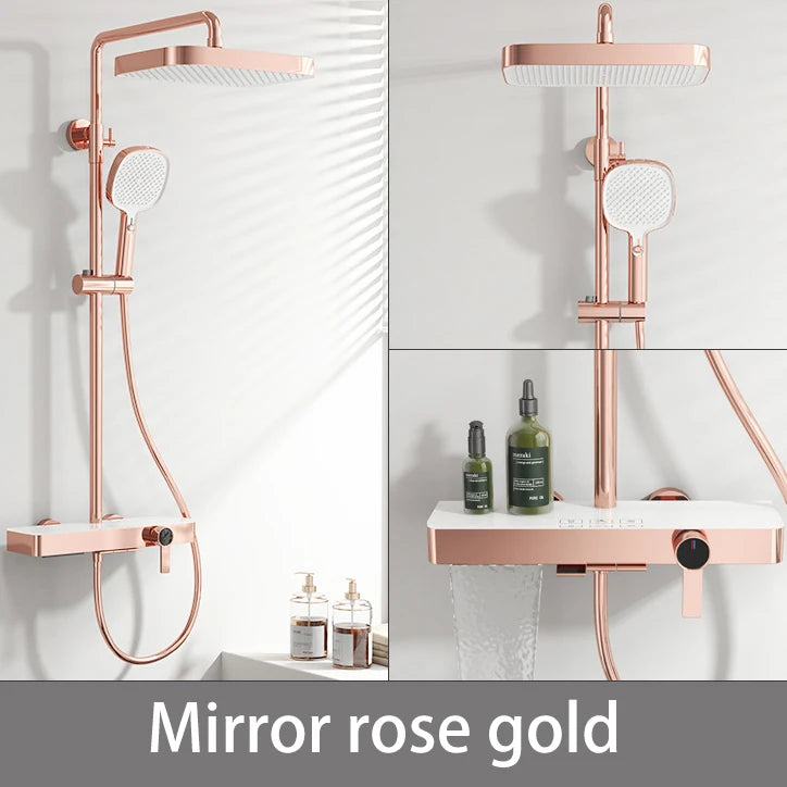 Cold Bathroom Shower System Sprinkler Brushed Rose Gold