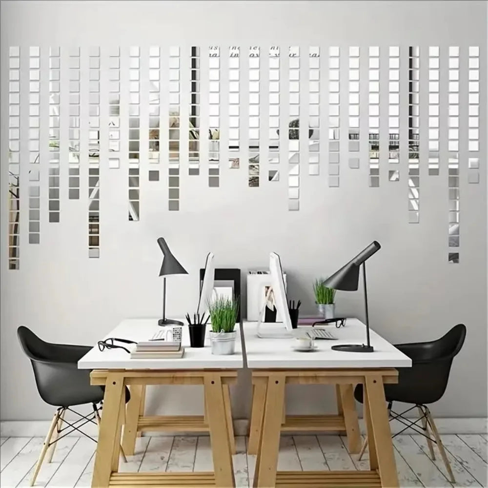 5cm/4cm Mirror Wall Sticker Acrylic Square/Heart 3d Wall