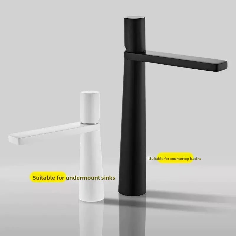 Elegant Black Handle Bathroom Faucet - Stainless Steel