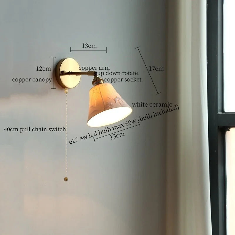 Iwhd Striped Ceramic Led Wall Lamps Bedroom Copper