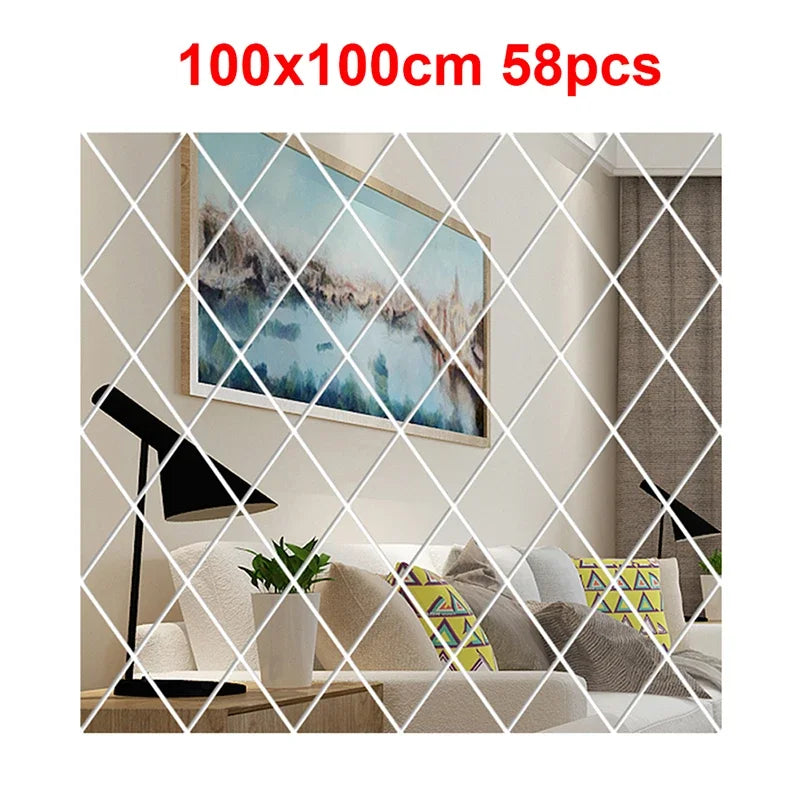 3d Mirror Stickers Acrylic Triangles Self-Adhesive Diamonds Diy