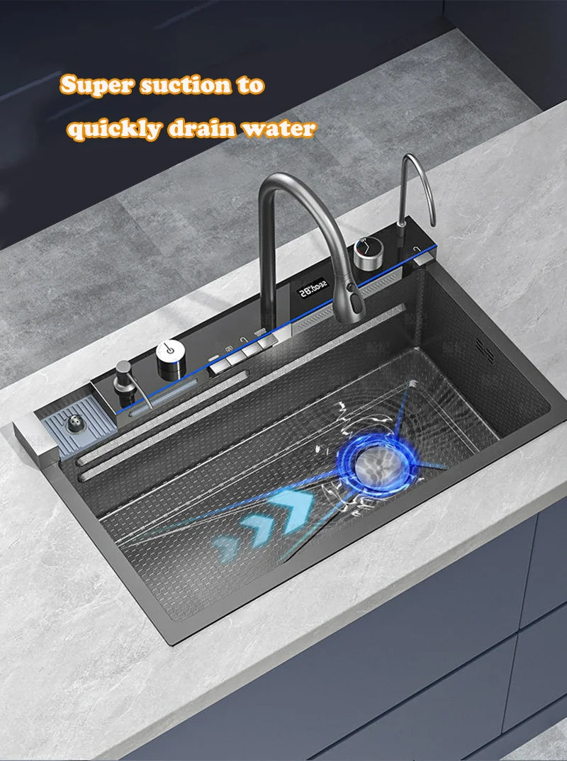 Brushed Gold 304 Stainless Steel Waterfall Style Modern