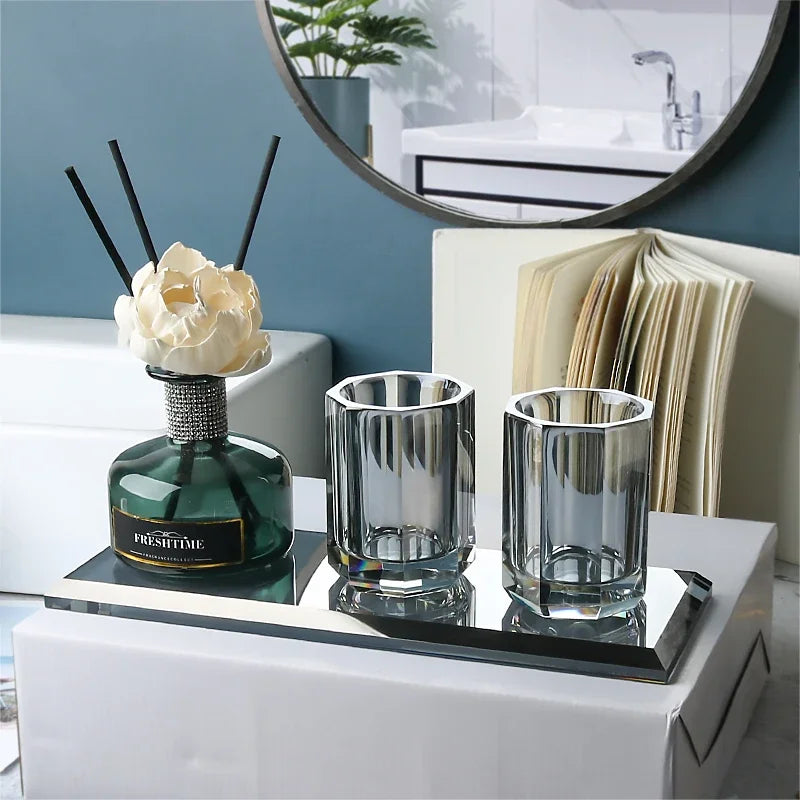Light Luxury Crystal Glass Bathroom Lotion Bottle Transparent