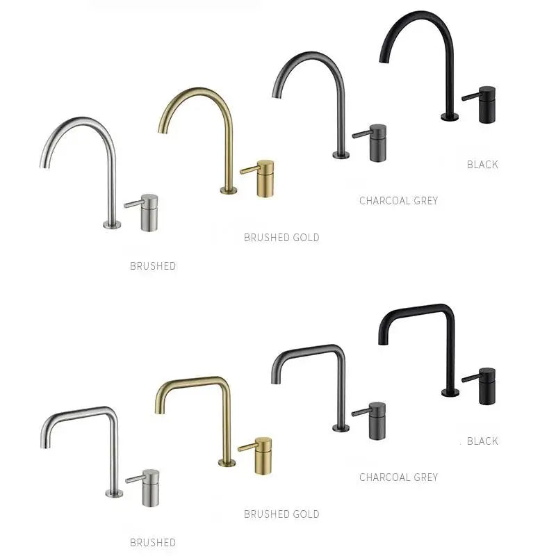 Stainless Steel Bathroom Basin Faucet Deck Mount 360