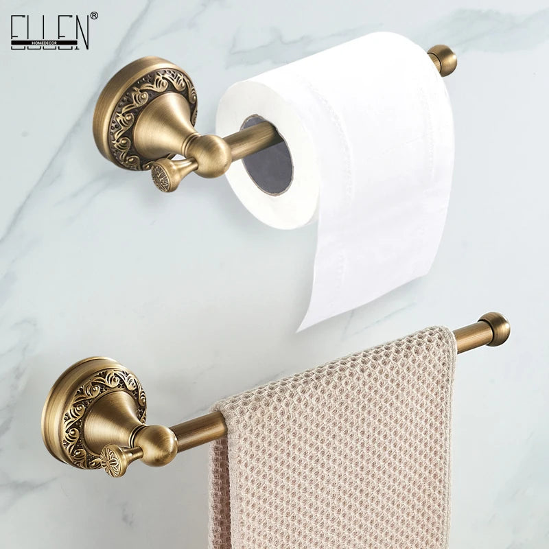 Antique Brass 2pc Bathroom Bronze Dispenser Towel Rod