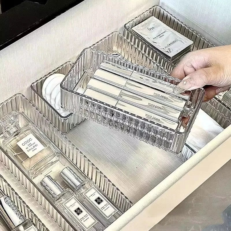 Transparent Modular Drawer Organizer Multi Use Storage Trays