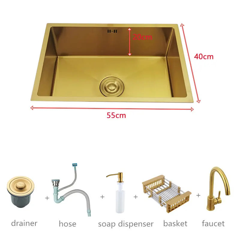 Golden Stainless Steel Sink Nano Coating Undermount/Topmount