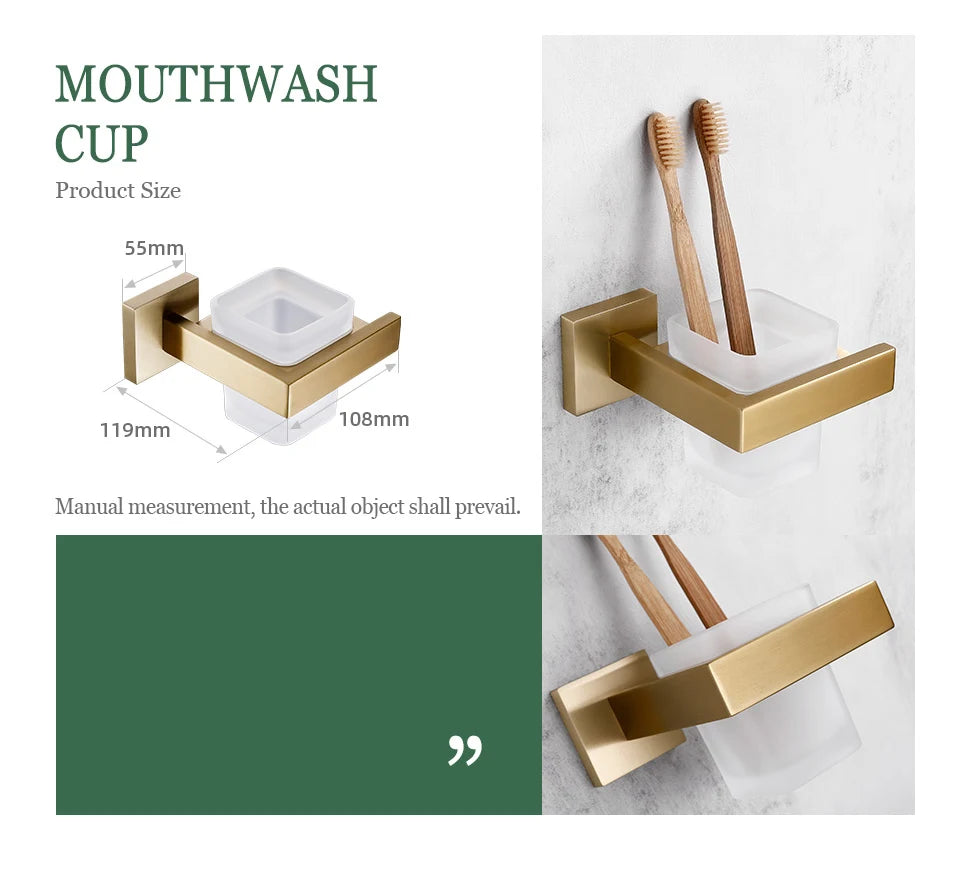 Matte Gold Towel Rack 304 Stainless Steel Towel