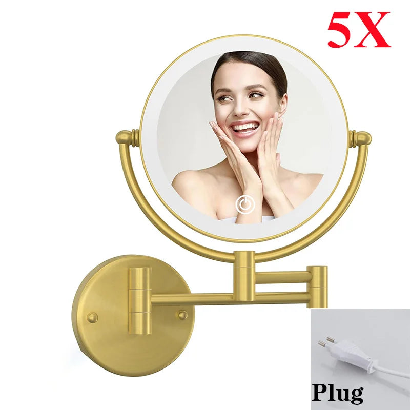 Charger Touch Led Folding Bathroom Mirrors 5x Magnifying