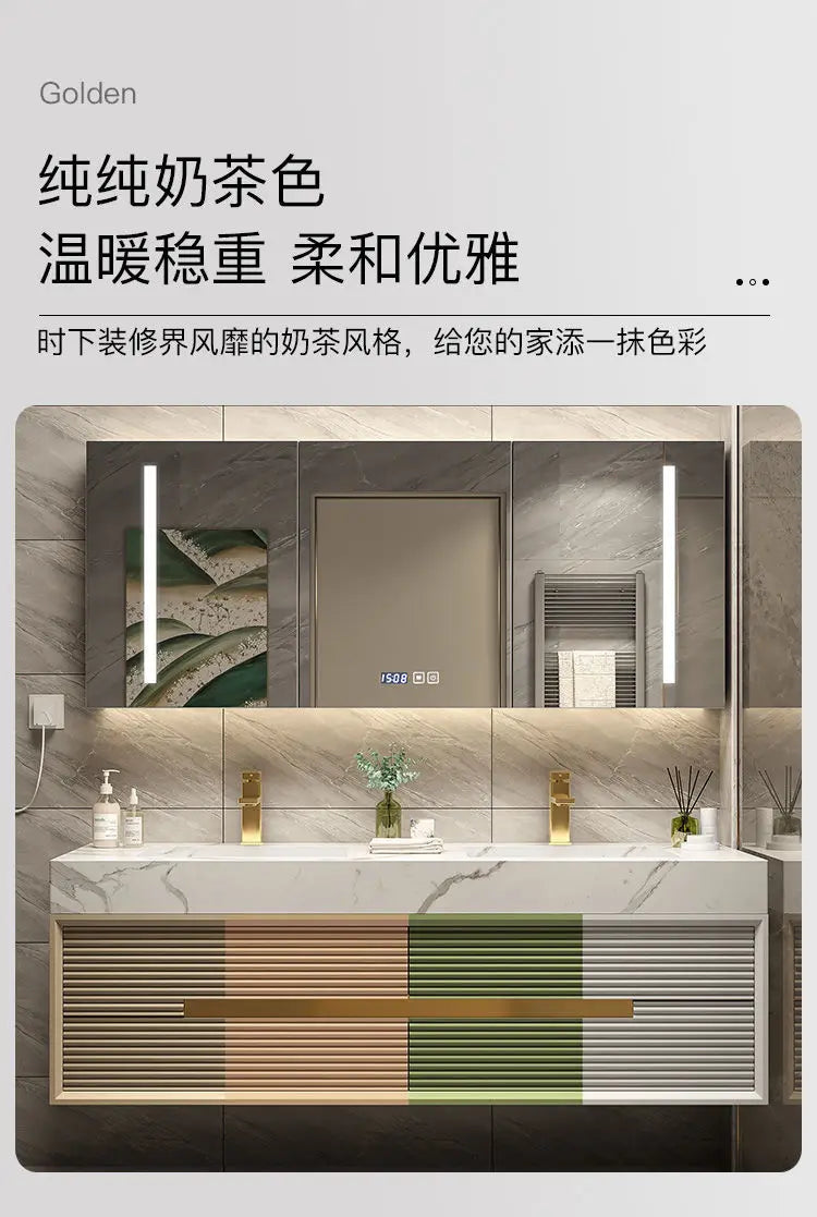 Light Luxury Bathroom Cabinet Rock Plate Washstand Modern