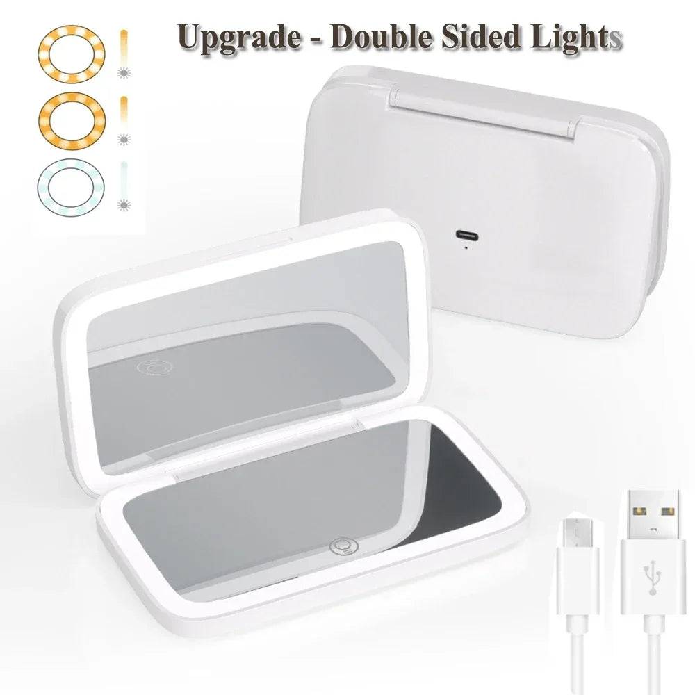 Rechargeable Square Makeup Mirror Led Lights 1x/5x Magnification