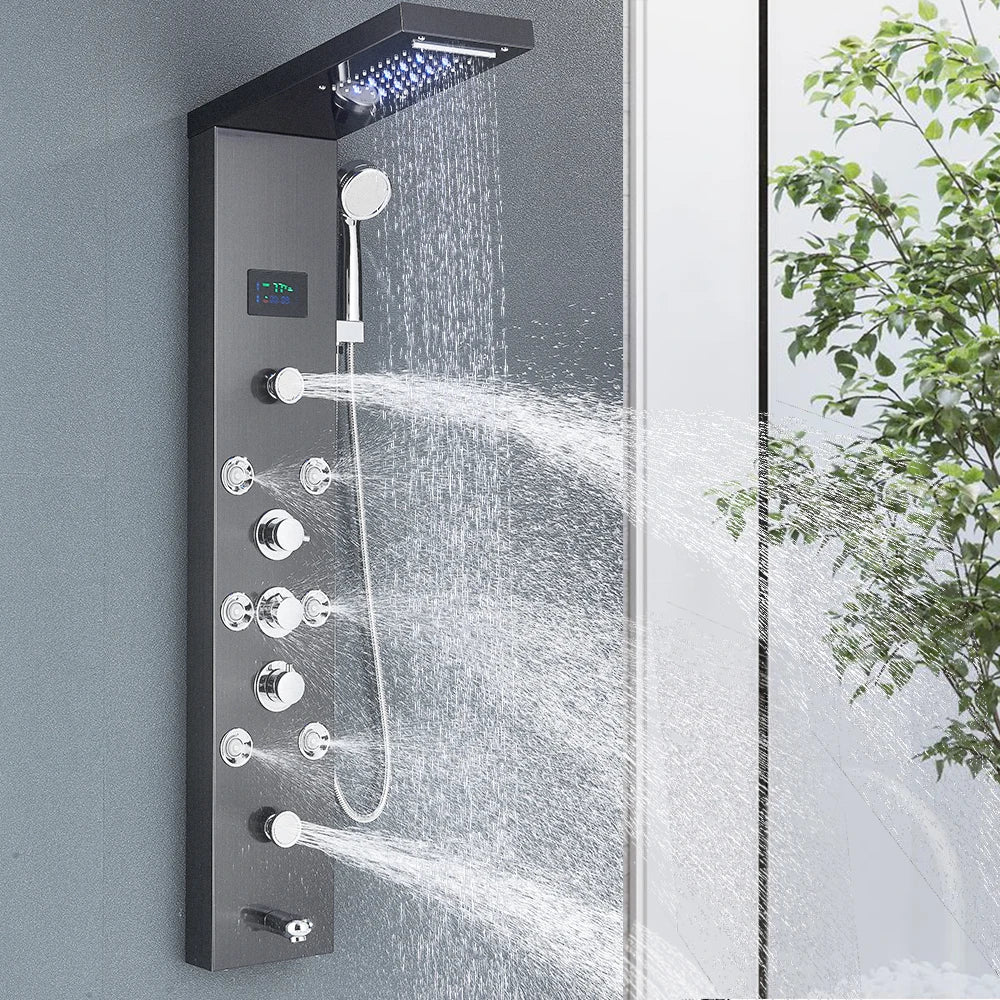 Led Shower Panel Tower System Rain Waterfall Shower