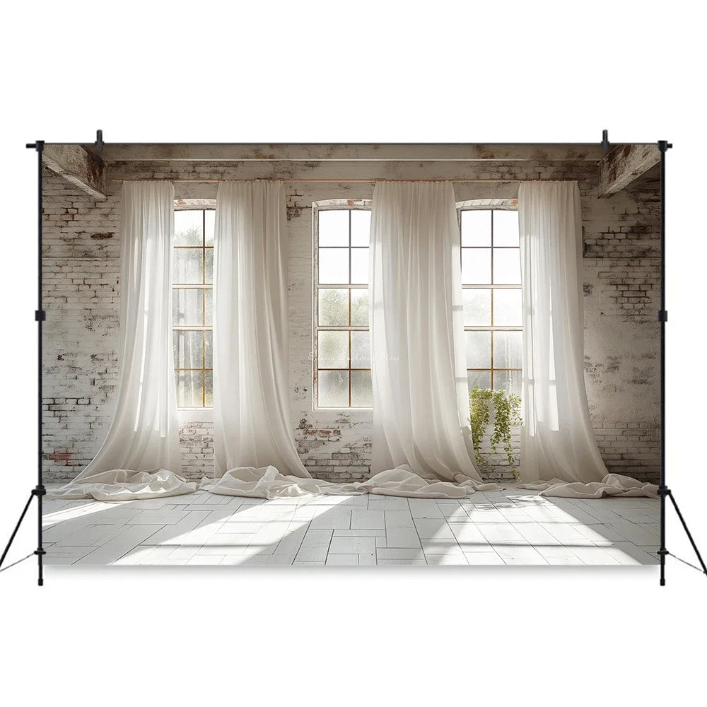 White Gauze Curtains Background Wedding Bride Shower Photography