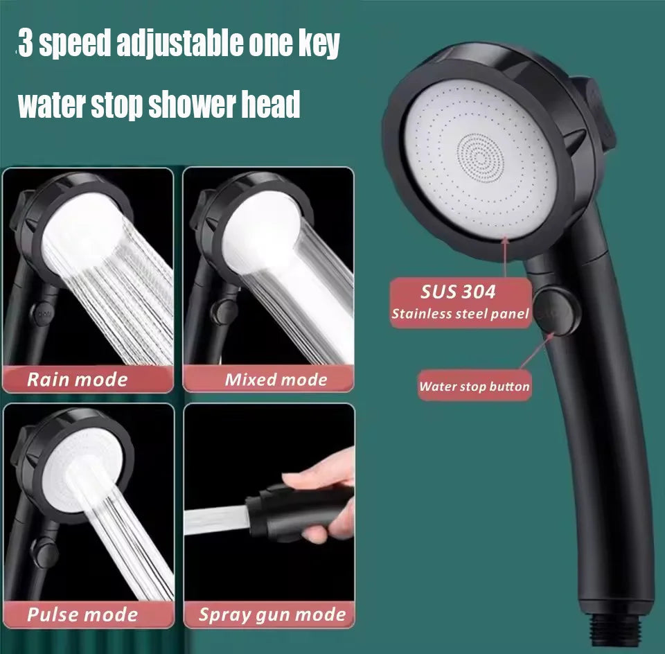 High Pressure Shower Head On/Off Pause Switch Modes