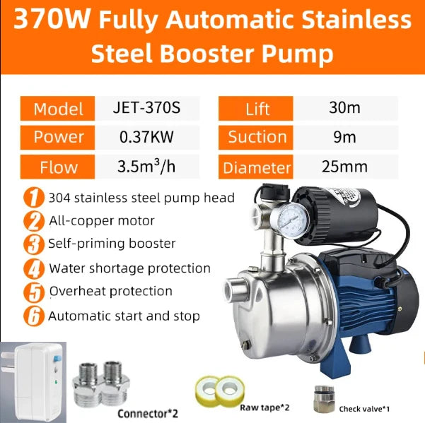 Electric Jet Pump Stainless Steel Self-Priming Pump Tap
