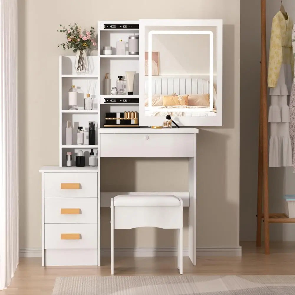 Bedroom Dressing Table Vanity Desk Sliding Mirror Lights