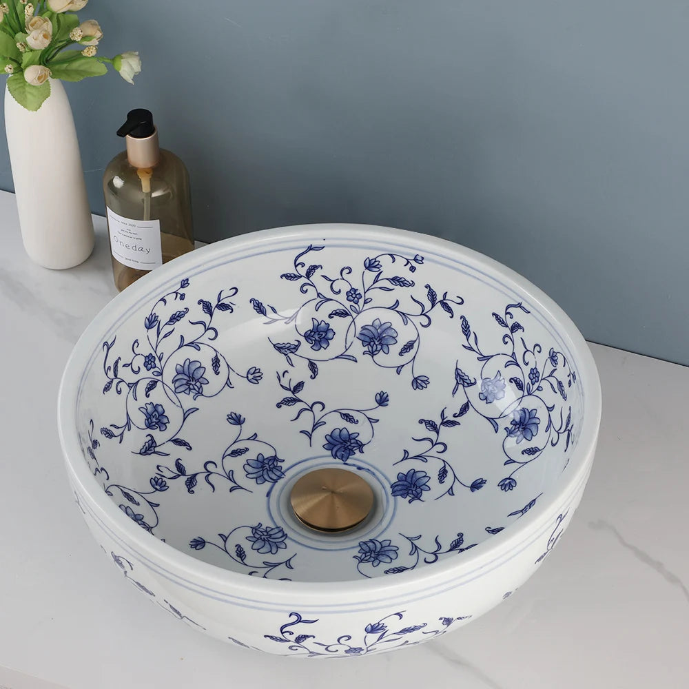 Zappo Bathroom Basin Sink Faucet Combo Ceramic Round