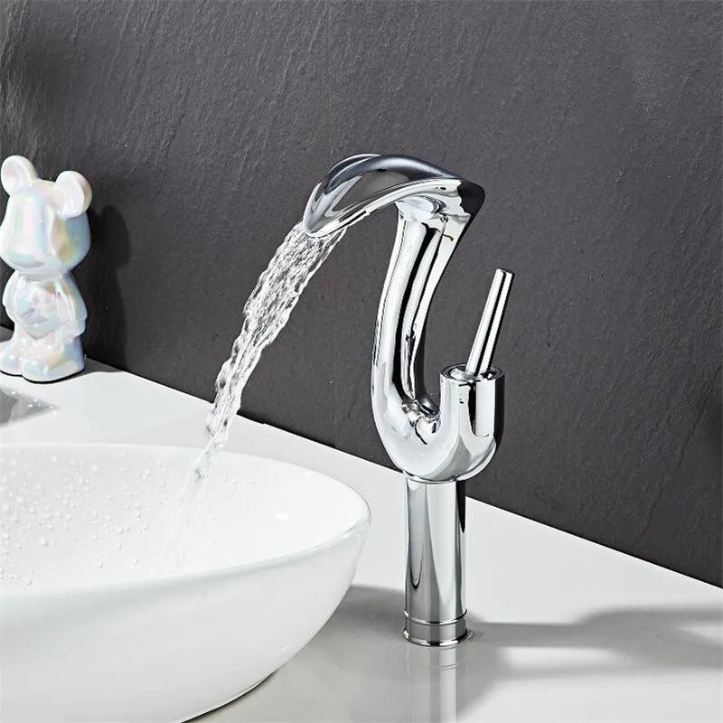 Tuqiu Black Bathroom Faucet Brass Gold Basin Faucet