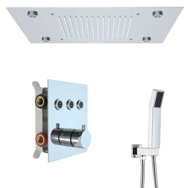 Shinesia Black Thermostat Rainfall Concealed Shower Led Hidden