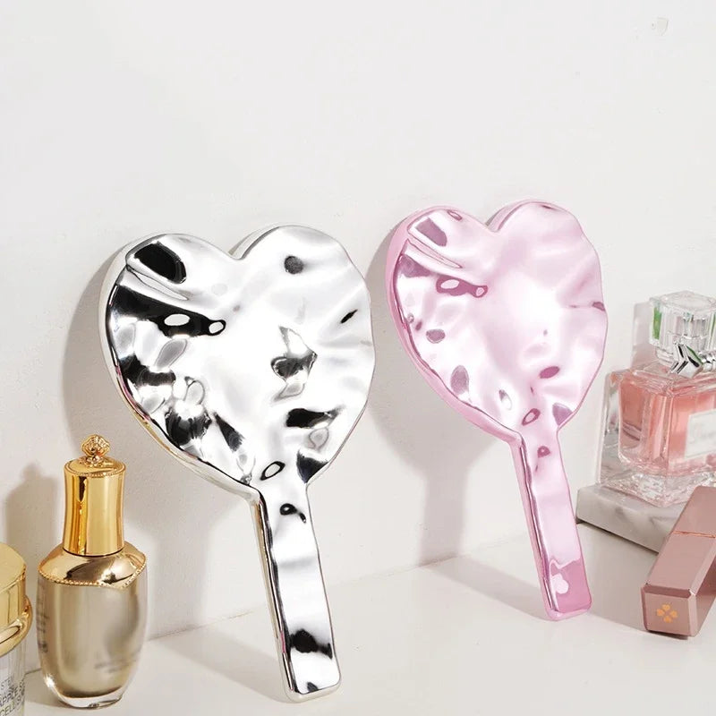 Eyelash Extensions Handheld Mirror Heart Shape Vanity Mirror