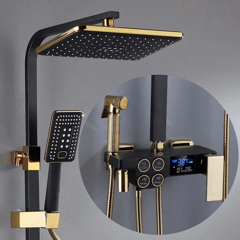 White Digital Bathroom Shower Quality Brass Bathroom Mixer