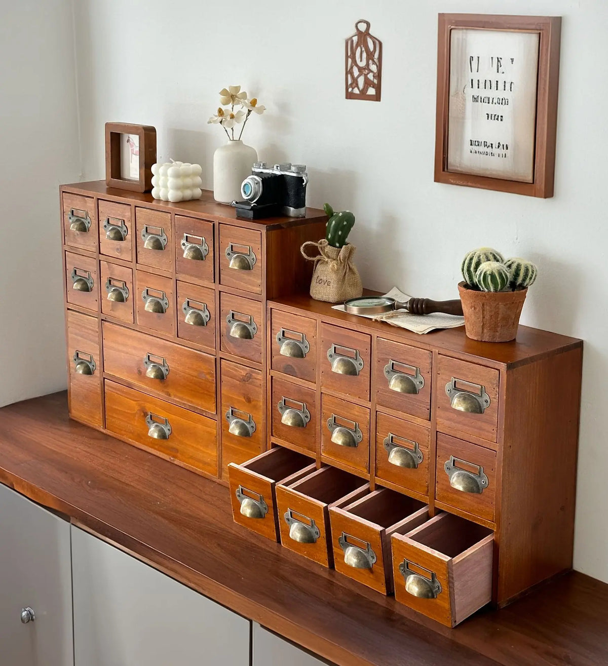 Wooden Entrance Desk Drawer Type Entry Key Storage