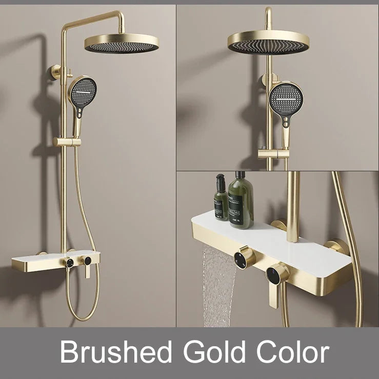 Brushed Gold Bathroom Shower Quality Brass Cold Bathroom