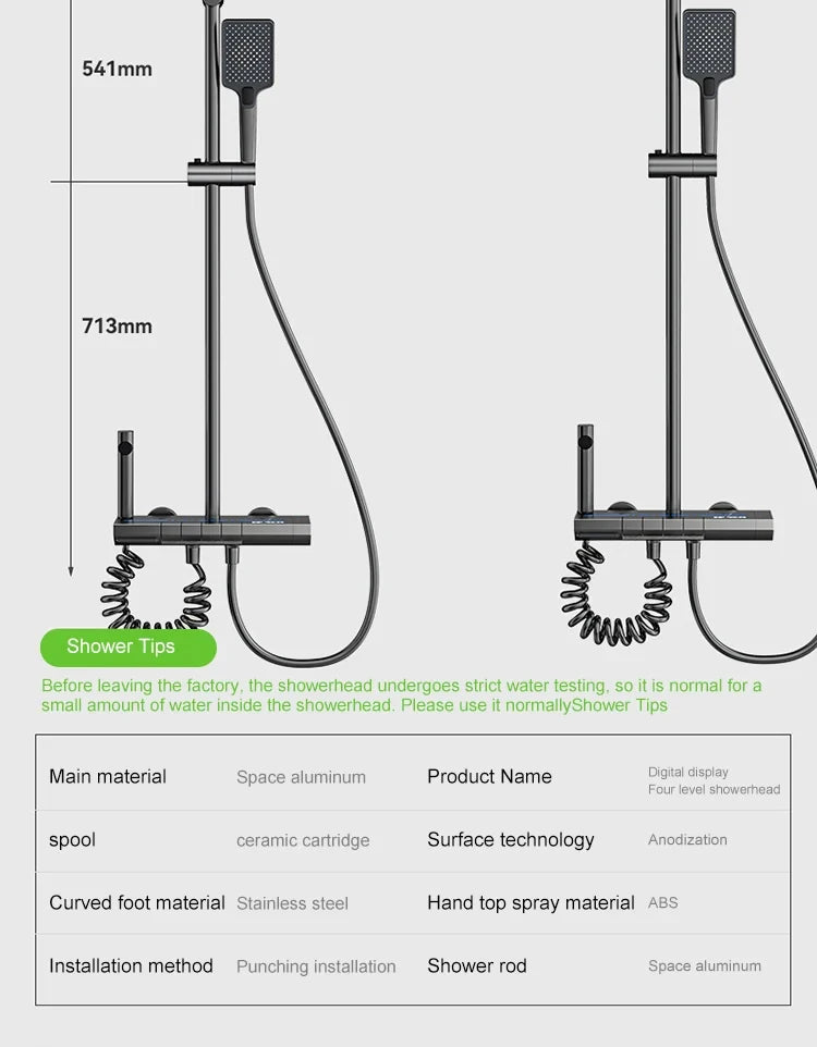Bathroom Piano Key Ways Water Outlet Luxury Shower