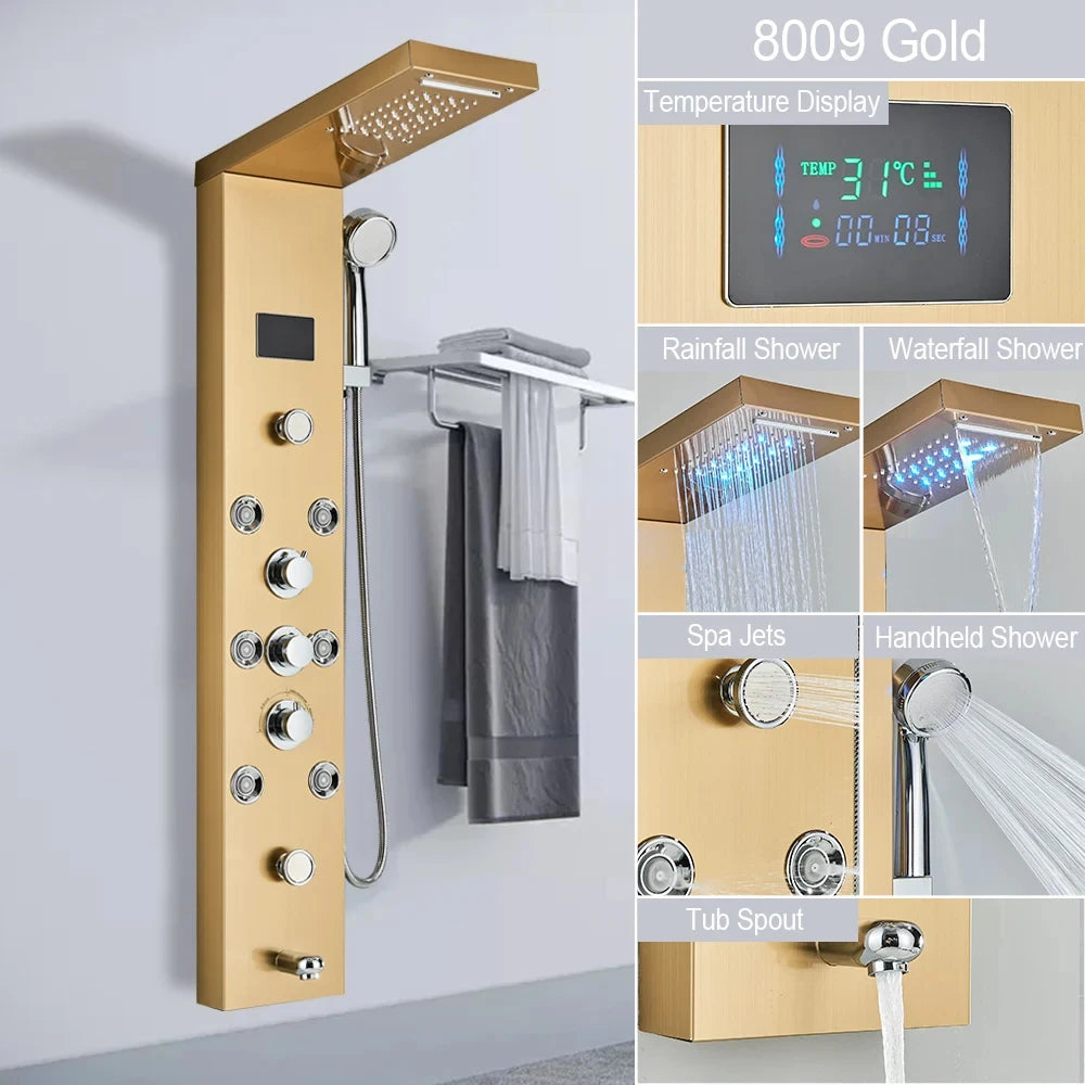 Golden Shower Panel Led Light Bathroom Bath Shower