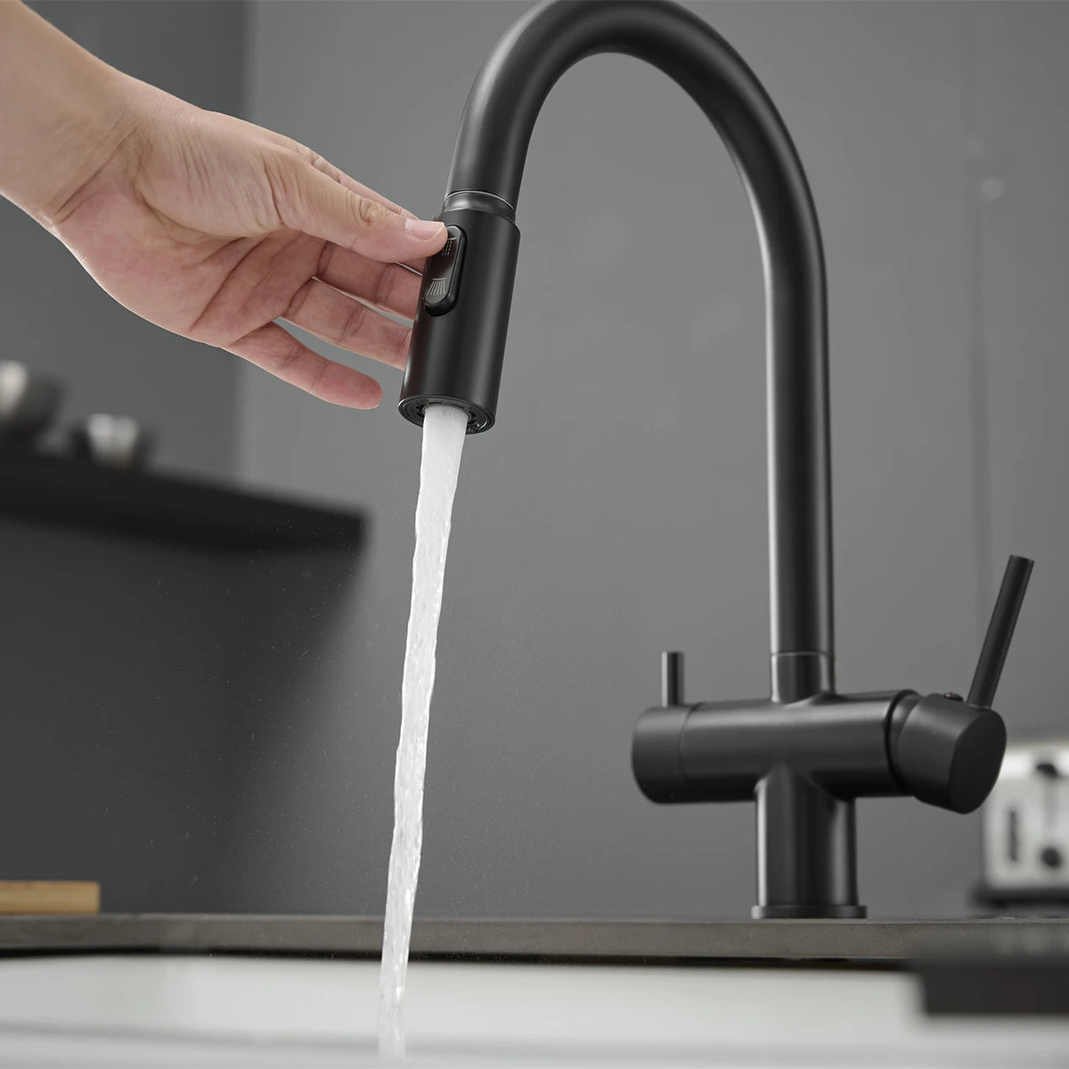 Pure Water Pull Out Filter Sink Faucet Pull