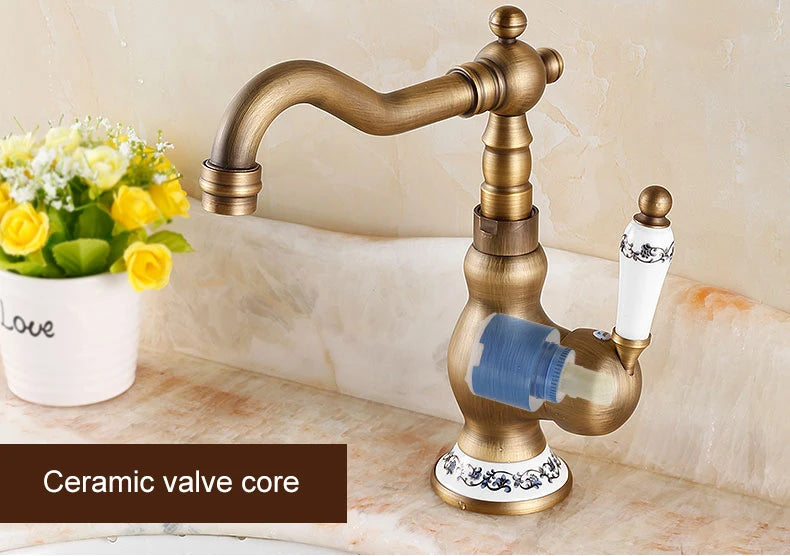 Bathroom Sink Faucet Antique Bronze Vessel Basin Faucet