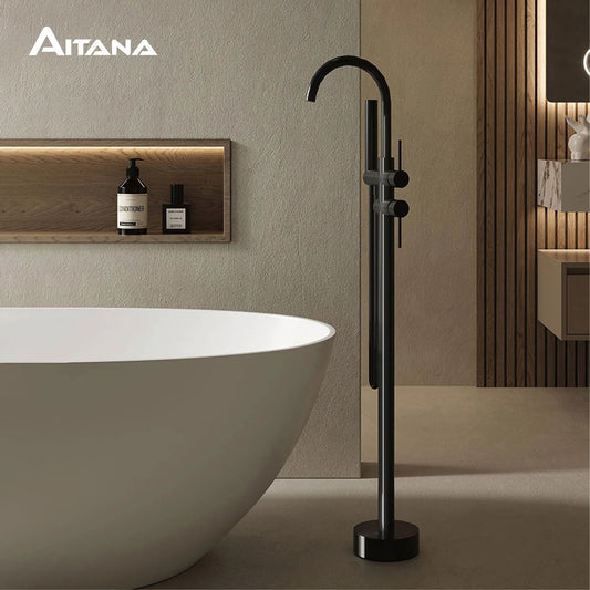 Aitana Luxury Black Brass Bathroom Faucet Floor Standing