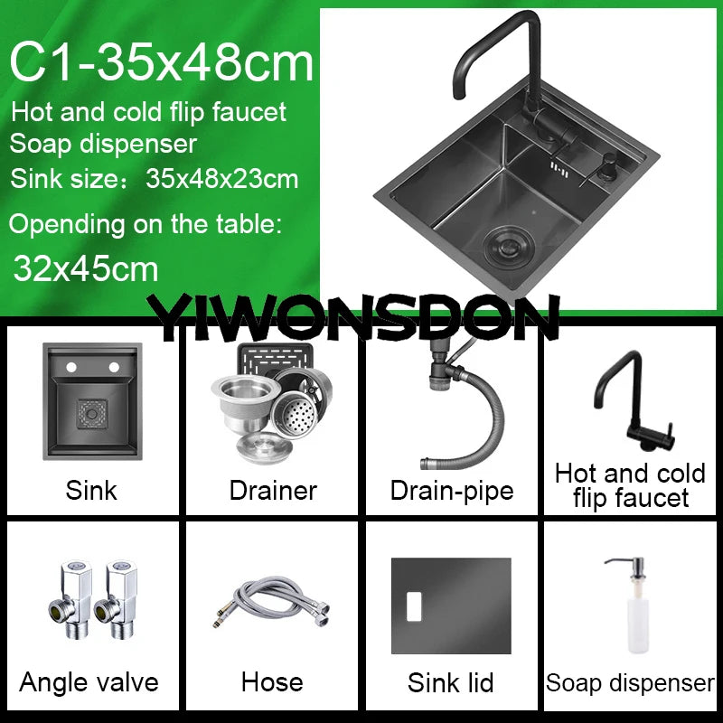Nano Hidden Bar Sink Black Folding Faucet Mini