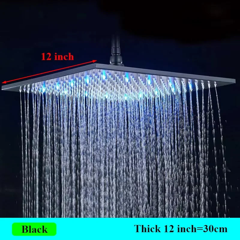 Luxury Brushed Nickel/Chrome/Black Led 16inch Rainfall Shower