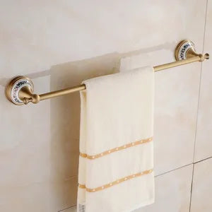 Antique Brushed Solid Brass Bathroom Sets European Porcelain