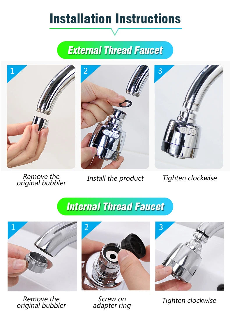 Faucet Extender 360 Degree Rotary Sink Faucet Bubbler