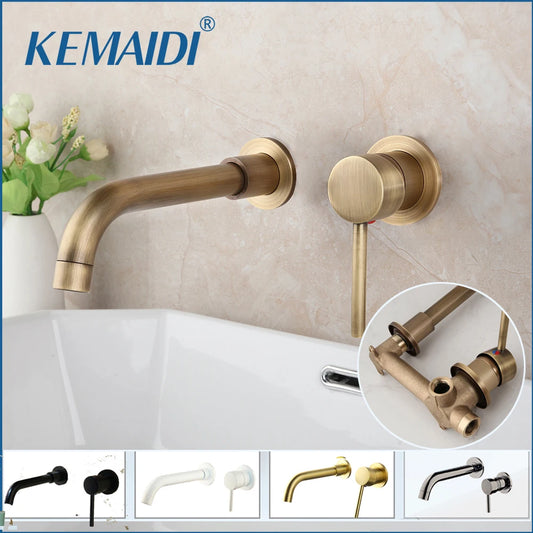 Kemaidi Brass Bathroom Basin Faucet Wall Sink 360