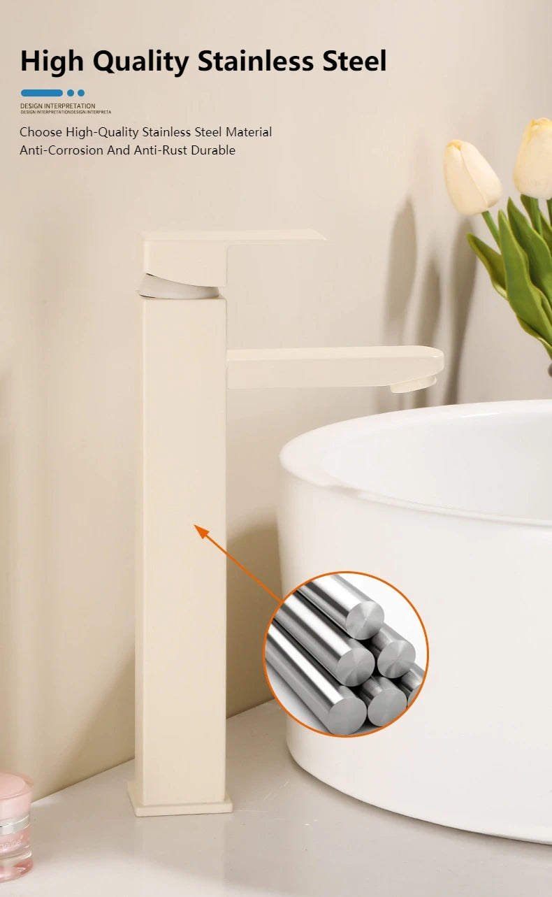 Milk White Handle Deck Mounted Basin Sink Faucet