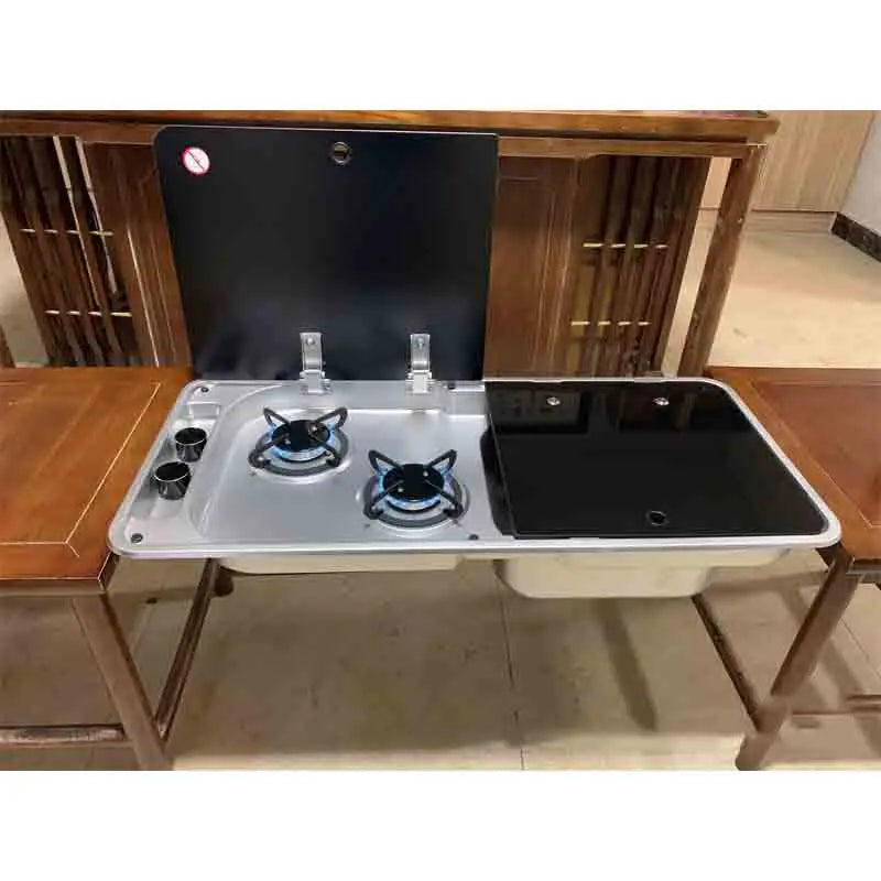 Rv Gas Stove Two Burner Rectangular Stainless Steel