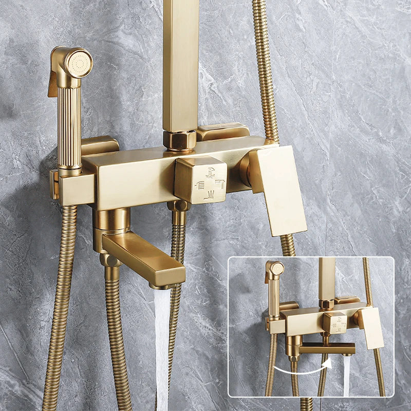 Oxg Brushed Nickel Gold Shower Faucet Bathroom Shower